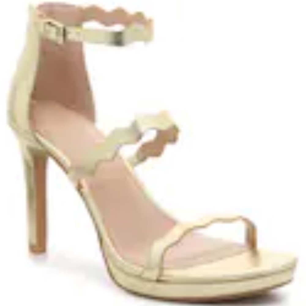 Kelly & Katie gold metallic platform sandal.